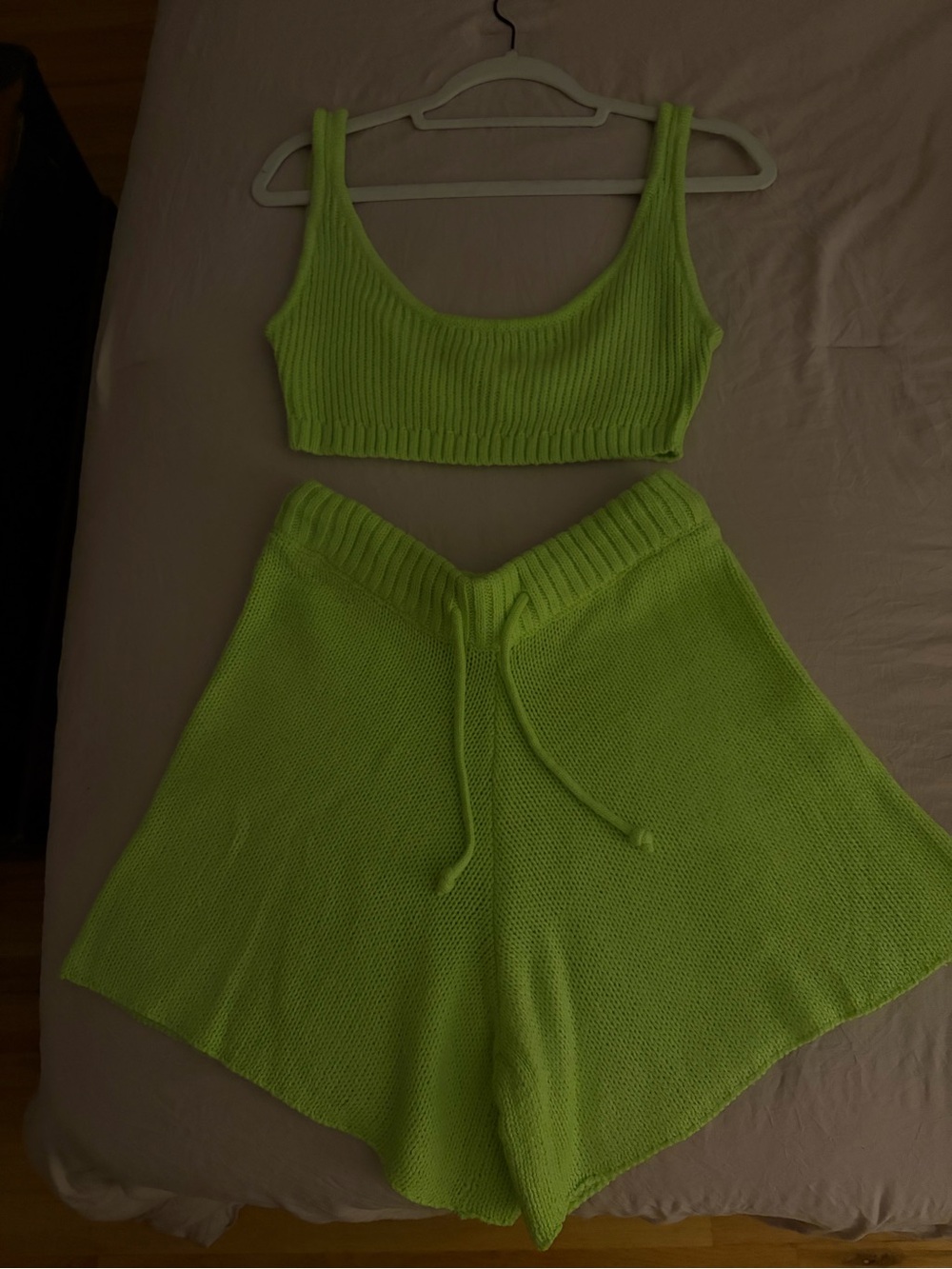 WeWoreWhat Green Knit Shorts Set